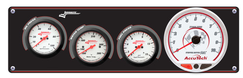 Gauge Panel Assembly - Sportsman Elite - Analog - Fuel Pressure / Oil Pressure / Tachometer / Water Temperature - 4-1/2 in / 2-5/8 in Diameter - White Face - Kit