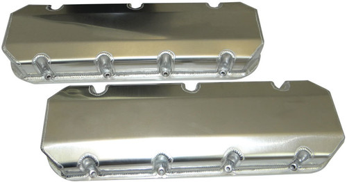 Valve Cover - Stock Height - Billet Rail - Steel Inserts - Fabricated Aluminum - Natural - Big Block Chevy - Pair
