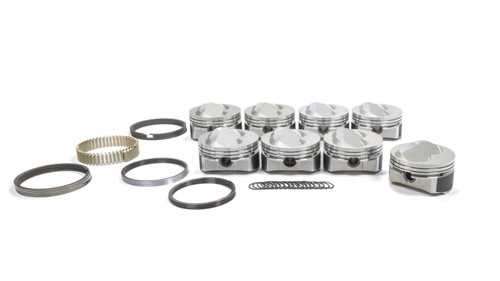 Piston and Ring - 23 Degree Dome - Forged - 4.165 in Bore - 1/16 x 1/16 x 3/16 in Ring Grooves - Plus 8.00 cc - Small Block Chevy - Kit