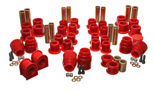 Bushing Kit - Hyper-Flex - Suspension Bushings - Master Set - Polyurethane / Steel - Red / Cadmium - Ford Fullsize SUV 2000-04 - Kit