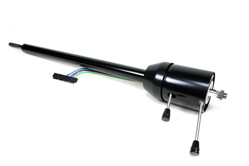 Steering Column - Retrofit - Tilt - Floor Shift - Hazard / Turn Signal - Steel - Black Powder Coat - Chevy Corvette 1963-66 - Each