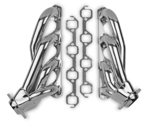 Headers - Shorty - 1-5/8 in Primary - 2-1/2 in Collector - Steel - Metallic Ceramic - Small Block Ford - Ford / Mercury 1964-73 - Pair