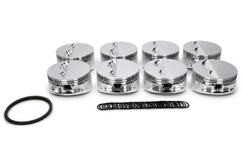 Piston - Standard Flat Top - Forged - 4.165 in Bore - 1/16 x 1/16 x 3/16 in Ring Grooves - Minus 5.00 cc - Small Block Chevy - Set of 8