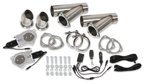 Exhaust Cut-Out - Electric - Bolt-On - Dual - 3 in Pipe Diameter - Hardware / Wire Harness Included - Aluminum - Kit