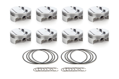 Piston - AutoTec - Forged - Dome - 4.155 in Bore - 1.5 x 1.5 x 3.0 mm Ring Grooves - Minus 0.80 cc - Small Block Chevy - Set of 8