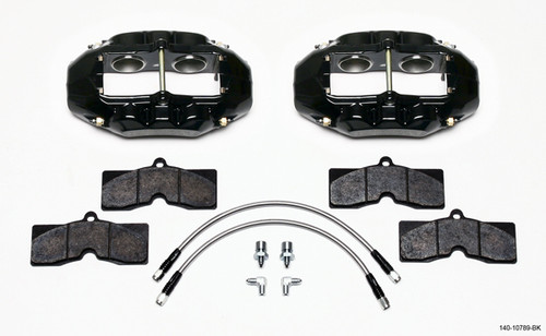 Brake System - D8-4 - Front - 4 Piston Caliper - Pads / Lines / Fittings - Aluminum - Black Powder Coat - Chevy Corvette 1965-82 - Kit