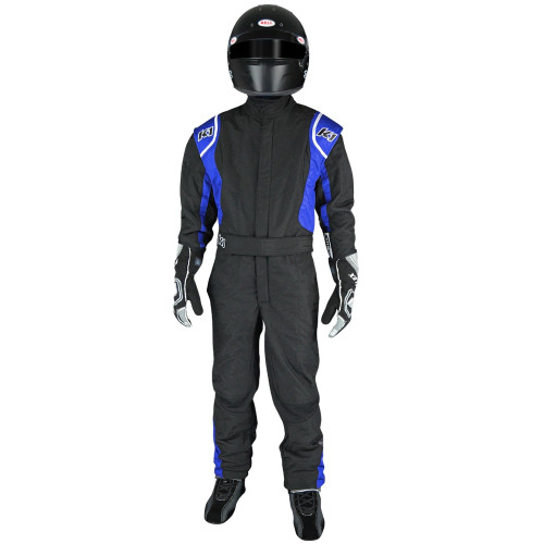 Driving Suit - Precision II - 1-Piece - SFI 3.2A/5 - Double Layer - Nomex - Black / Blue - Youth 3X-Small - Each