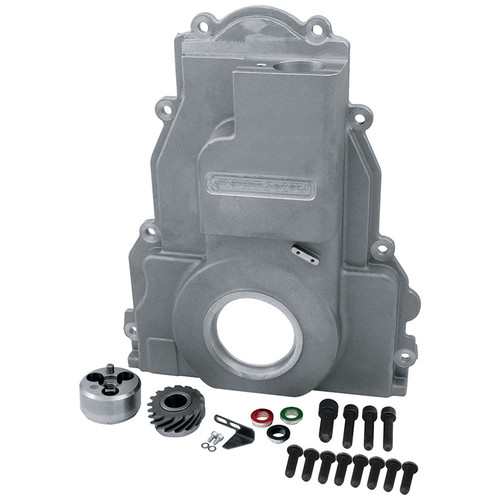 Timing Cover - Conversion - 1-Piece - Aluminum - Natural - Small Block Ford Distributor - GM LS-Series - Kit