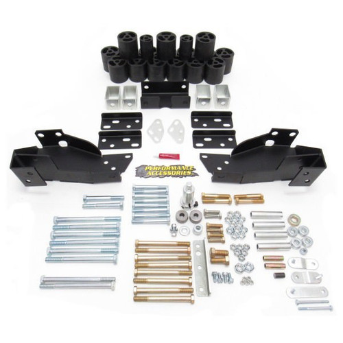 Body Lift - 3 in Lift - Front / Rear Bumper Brackets - Hardware Included - Nylon / Steel - Black / Zinc Oxide - Gas - GM Fullsize Truck 2007-13 - Kit