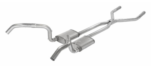 Exhaust System - H-Bomb Street Pro - Header-Back - 2-1/2 in Diameter - Dual Rear Exit - Stainless - Natural - GM F-Body 1967-69 - Kit