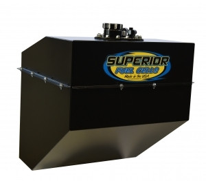 Fuel Cell - 26 gal - 19.5 in Wide x 20.75 in Deep - 10 AN Male Outlet - 8 AN Male Return - Foam / Straps Included - Steel - Black Powder Coat - Each