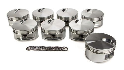 Piston - 460 Flat Top - Forged - 4.440 in Bore - 1/16 x 1/16 x 3/16 in Ring Grooves - Minus 3.00 cc - Big Block Ford - Set of 8