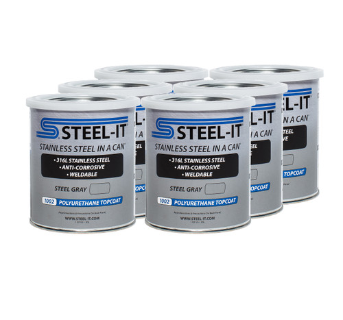 Paint - Stainless Steel in a Can - Polyurethane - Weldable - Non-Corrosive - Steel Gray - 1 qt Can - Set of 6