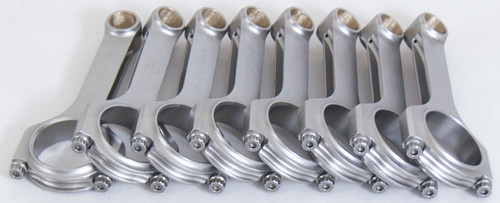 Connecting Rod - H Beam - 6.125 in Long - Bushed - 3/8 in Cap Screws - Forged Steel - Small Block Chevy - Set of 8