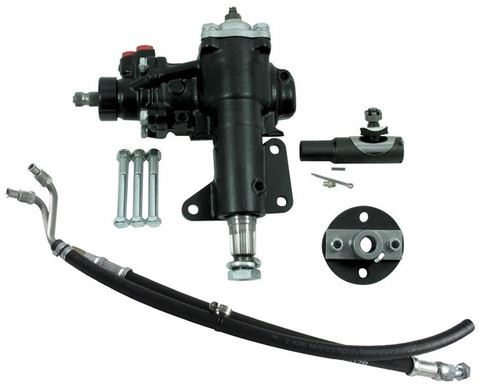 Steering Box - Power - 14 to 1 Ratio - 1-1/8 in Sector Shaft - Joints / Lines - Iron - Black Paint - Ford / Mercury 1963-80 - Each