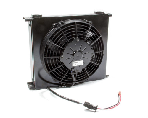 Fluid Cooler and Fan - 12.99 x 10.6 x 4.38 in - Plate Type - 22 mm x 1.50 Female Inlet / Outlet - Aluminum - Black Paint - Universal - Each