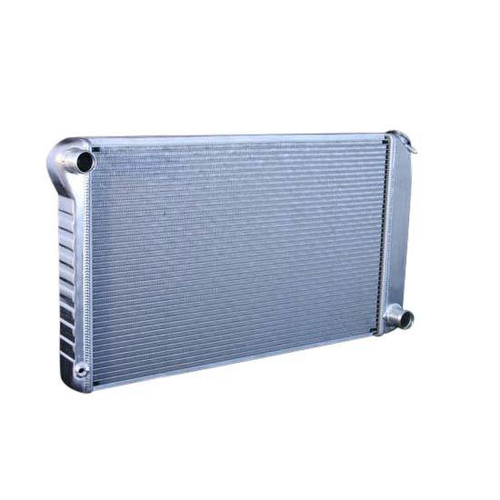 Radiator - Direct Fit - 33 in W x 18.5 in H x 3.25 in D - Single Pass - Driver Side Inlet - Passenger Side Outlet - Automatic Transmission - Aluminum - Natural - GM A-Body 1973-77 - Each