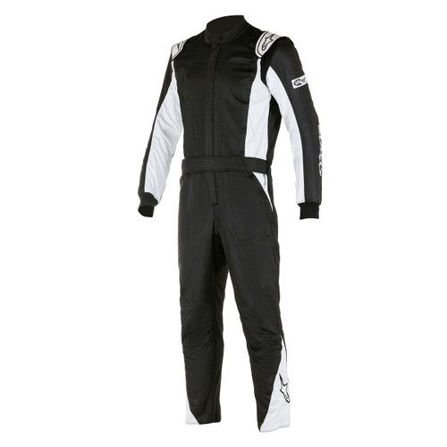 Driving Suit - Atom - 1-Piece - SFI 3.2A/5 - Boot-Cut - Dual Layer - Fire Retardant Fabric - Black / Silver - Size 46 - X-Small / Small - Each