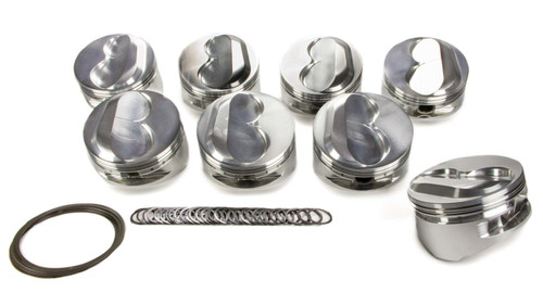 Piston - Small Block Dome - Forged - 4.185 in Bore - 1/16 x 1/16 x 3/16 in Ring Grooves - Plus 10.90 cc - Small Block Chevy - Set of 8