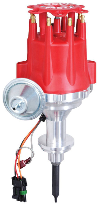 Distributor - Pro-Billet - Ready-To-Run - Magnetic Pickup - Vacuum Advance - HEI Style Terminal - Red - Mopar Early Hemi - Each