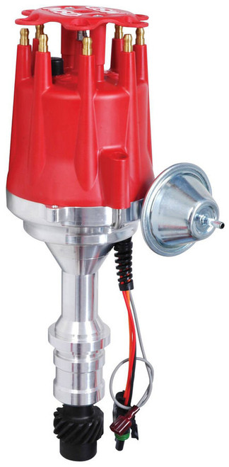Distributor - Pro-Billet - Ready-To-Run - Magnetic Pickup - Vacuum Advance - HEI Style Terminal - Red - Rev Limiter - Oldsmobile V8 - Each
