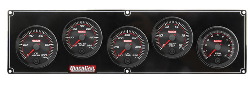Gauge Panel Assembly - Redline - Oil Pressure / Oil Temperature / Tachometer / Volt / Water Temperature - 2-5/8 in Diameter - Black Face - Kit Gauge Panel Assembly - Redline - Oil Pressure / Oil Temperature / Tachometer / Volt / Water Temperature - 2-5/8 in Diameter - Black Face - Kit
