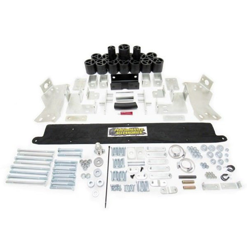 Body Lift - 3 in Lift - Front / Rear Bumper Brackets - Hardware Included - Nylon / Steel - Black / Zinc Oxide - Gas - GM Fullsize Truck 2003-05 - Kit