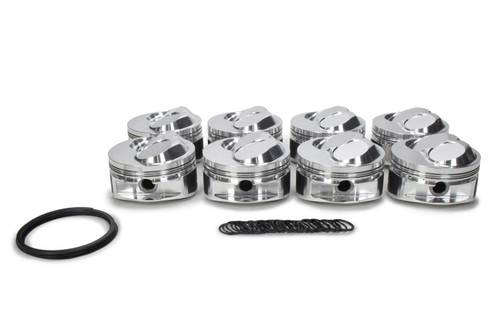 Piston - Big Block Open Chamber Dome - Forged - 4.560 in Bore - 1/16 x 1/16 x 3/16 in Ring Grooves - Plus 45.00 cc - Big Block Chevy - Set of 8