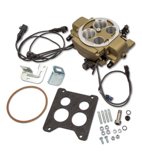 Fuel Injection - Sniper EFI - Throttle Body - Quadrajet Flange - Aluminum - Gold - Kit