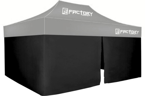 Canopy Wall - 3 sides - 10 x 15 ft Canopy - Fire / Water Resistant Fabric - Black - Kit