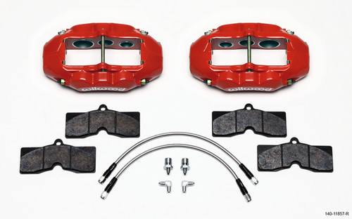 Brake System - D8-6 - Front - 6 Piston Caliper - Hardware / Lines / Pads - Aluminum - Red Powder Coat - Chevy Corvette 1965-82 - Kit Brake System - D8-6 - Front - 6 Piston Caliper - Hardware / Lines / Pads - Aluminum - Red Powder Coat - Chevy Corvette 1965-82 - Kit