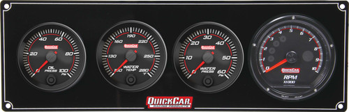 Gauge Panel Assembly - Redline - Oil Pressure / Water Temperature / Water Pressure / Recall Tachometer - 3 in / 2-5/8 in Diameter - Black Face - Kit