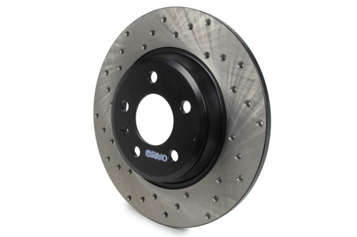 Brake Rotor - Sport Cryo - Rear - Driver Side - Drilled - 300 mm OD - 12 mm Thick - Iron - Black Paint - Various Audi Applications 2008-18 - Each