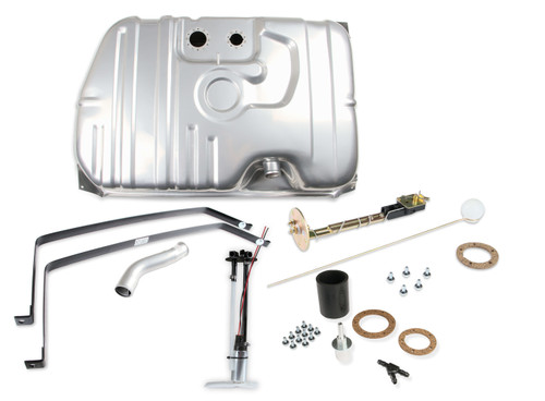 Fuel Tank - Sniper EFI - 17 gal - 255 lph Pump - 1/4 in NPT Outlet - 1/4 in NPT Return - Sending Unit - Steel - Silver Powder Coat - GM G-Body 1978-88 - Kit