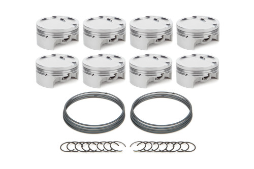 Piston - AutoTec - Dished - Forged - 4.070 in Bore - 1.5 x 1.5 x 3.0 mm Ring Grooves - Minus 22.70 cc - GM LS-Series - Set of 8