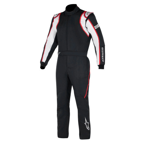 Driving Suit - GP Race V2 - 1-Piece - FIA Approved - Triple Layer - Fire Retardant Fabric - Black / Red - Size 52 - Medium - Each