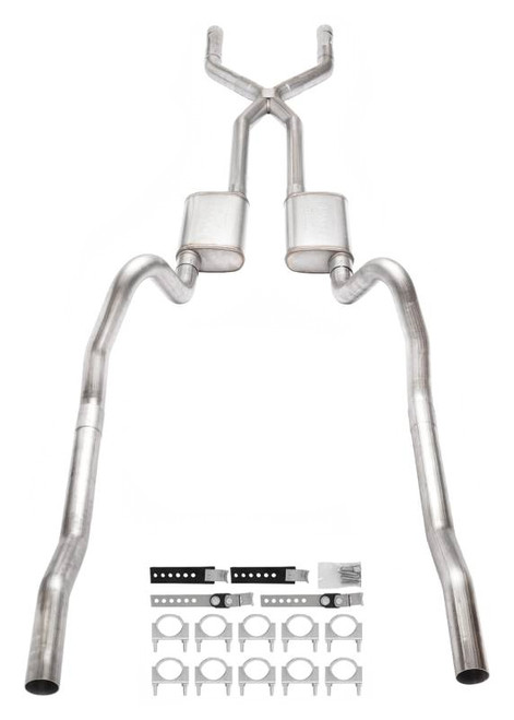 Exhaust System - Header-Back - 3 in Diameter - Stainless - Mopar B-Body 1966-74 - Kit