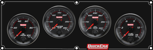 Gauge Panel Assembly - Redline - Fuel Pressure / Oil Pressure / Oil Temperature / Water Temperature - 2-5/8 in Diameter - Black Face - Kit