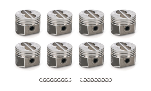 Piston - Speed Pro - Forged - 4.090 in Bore - 5/64 x 3/32 x 3/16 in Ring Grooves - Minus 10.00 cc - Coated Skirt - Ford FE-Series - Set of 8