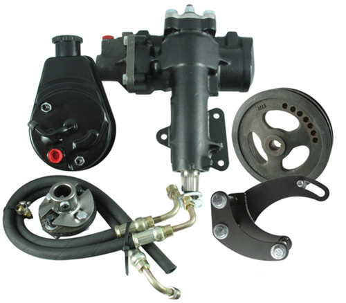 Steering Box - Power - Delphi 600 - 12.7 to 1 Ratio - Brackets / Joints / Lines / Pump - Iron - Small Block Chevy - Chevy Corvette 1963-66 - Kit