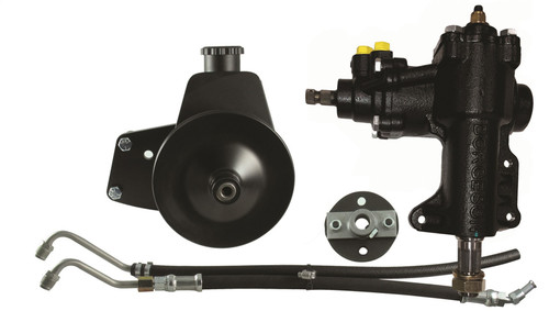 Steering Box - Power - 14 to 1 Ratio - Brackets / Joints / Lines / Pump - Iron - Small Block Ford - Ford Mustang 1968-70 - Kit