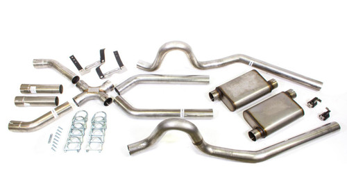 Exhaust System - Race Pro X-Pipe System - Header-Back - 3 in Diameter - 3 in Tips - Stainless - GM A-Body 1964-72 - Kit Exhaust System - Race Pro X-Pipe System - Header-Back - 3 in Diameter - 3 in Tips - Stainless - GM A-Body 1964-72 - Kit