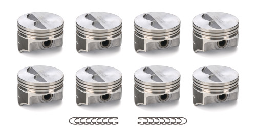 Piston - Hypereutectic - 4.060 in Bore - 5/64 x 5/64 x 3/16 in Ring Grooves - Minus 5.00 cc - Coated Skirt - Small Block Chevy - Set of 8 Piston - Hypereutectic - 4.060 in Bore - 5/64 x 5/64 x 3/16 in Ring Grooves - Minus 5.00 cc - Coated Skirt - Small Block Chevy - Set of 8