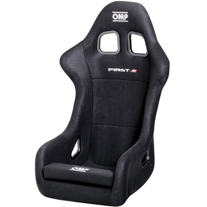 Seat - First-R - FIA Approved - Side Bolsters - Harness Openings - Fiberglass - Black - Each
