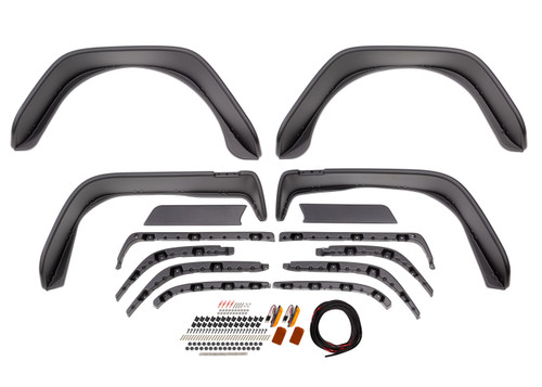 Fender Flare - Flat Style - Front / Rear - 6 in Wide - Plastic - Black - Jeep Wrangler TJ 1997-2006 - Kit