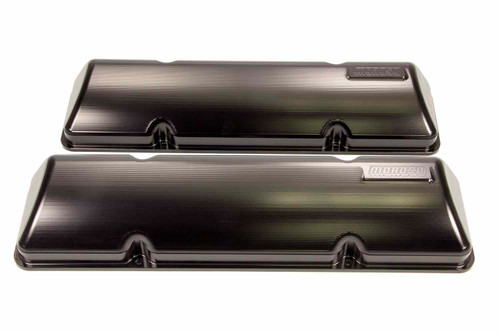Valve Cover - Stock Height - Aluminum - Black Anodized - Small Block Chevy - Pair