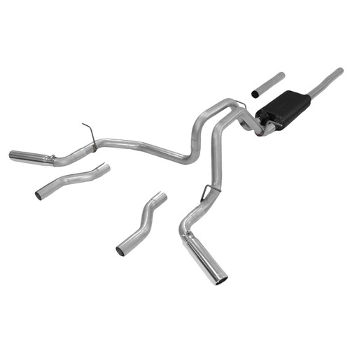 Exhaust System - Force II - Cat-Back - 2-1/2 in Tailpipe - 3 in Tips - Stainless - Natural - GM Fullsize Truck 2007-13 - Kit
