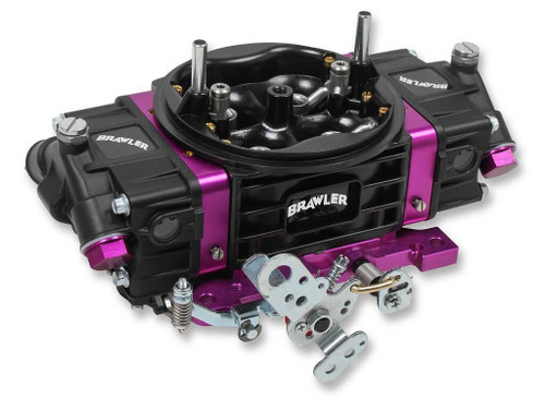Carburetor - Brawler Q-Series - 4-Barrel - 850 CFM - Square Bore - No Choke - Mechanical Secondary - Dual Inlet - Black / Purple Anodized - Each