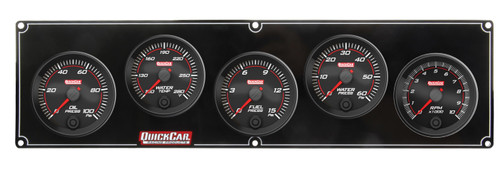Gauge Panel Assembly - Redline - Fuel Pressure / Oil Pressure / Water Temperature / Water Pressure / Tachometer - 2-5/8 in Diameter - Black Face - Kit Gauge Panel Assembly - Redline - Fuel Pressure / Oil Pressure / Water Temperature / Water Pressure / Tachometer - 2-5/8 in Diameter - Black Face - Kit