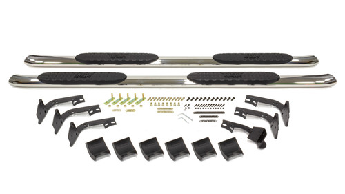 Step Bars - Pro Traxx - 4 in Oval Curved - Mount Kit Included - Stainless - Polished - Crew Cab - Ram Fullsize Truck 2009-21 - Pair Step Bars - Pro Traxx - 4 in Oval Curved - Mount Kit Included - Stainless - Polished - Crew Cab - Ram Fullsize Truck 2009-21 - Pair